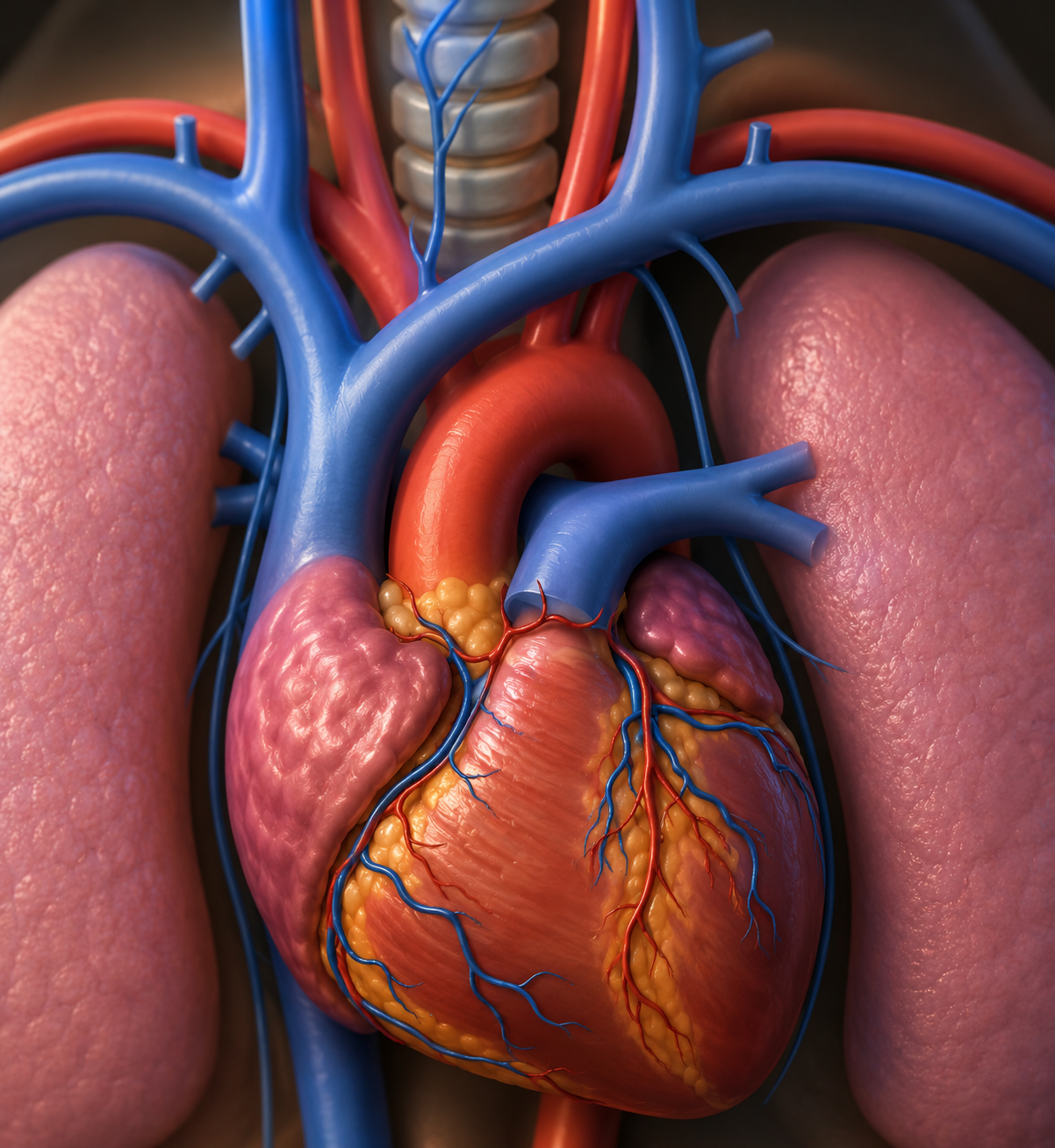 Ilustración anatómica del corazón y los grandes vasos, ejemplo de material desarrollado por TERVEZE