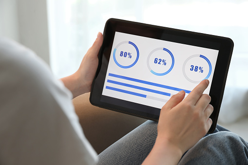Dashboard con indicadores en tableta, ejemplo de material desarrollado por TERVEZE